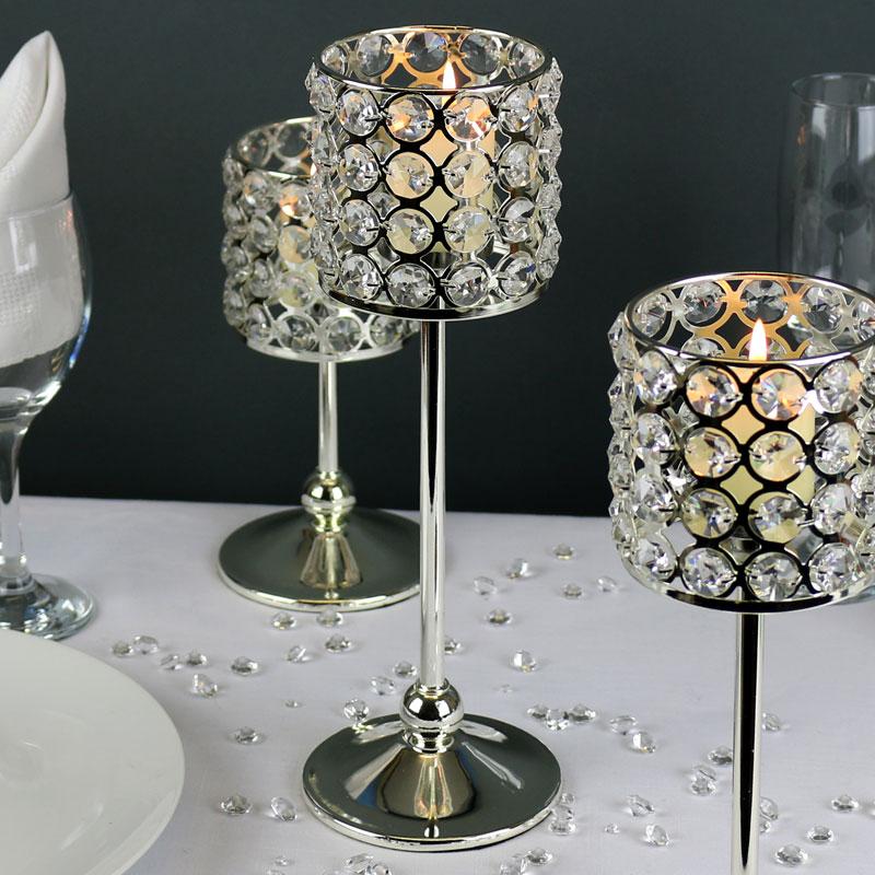 Crystal Candle Holder 30cm Pink Cloud Boutique