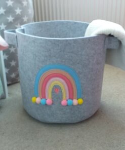 Grey Felt Rainbow Basket